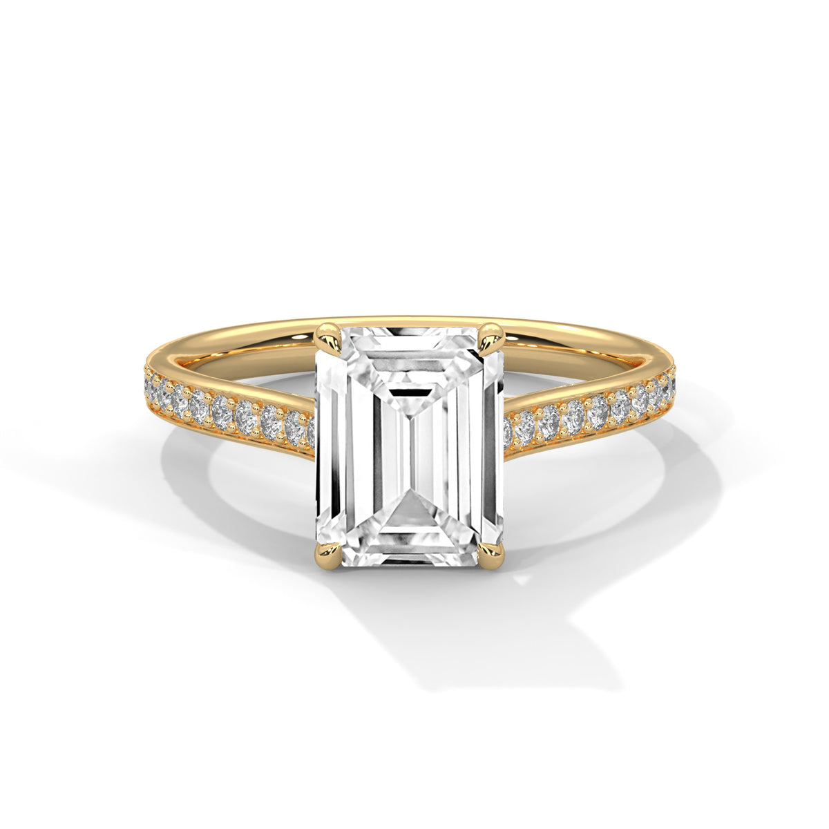 2.50CT Brilliant Emerald Lab Grown Pave Shank Ring