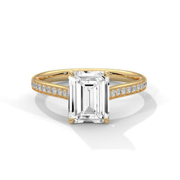 2.50CT Brilliant Emerald Lab Grown Pave Shank Ring