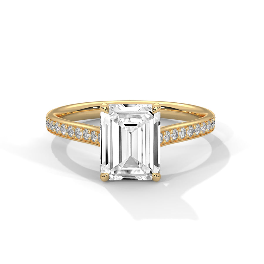 2.50CT Brilliant Emerald Lab Grown Pave Shank Ring