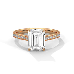 2.50CT Brilliant Emerald Lab Grown Pave Shank Ring