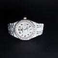 Mens Rose-white Gold Plated Moissanite Diamond Watch