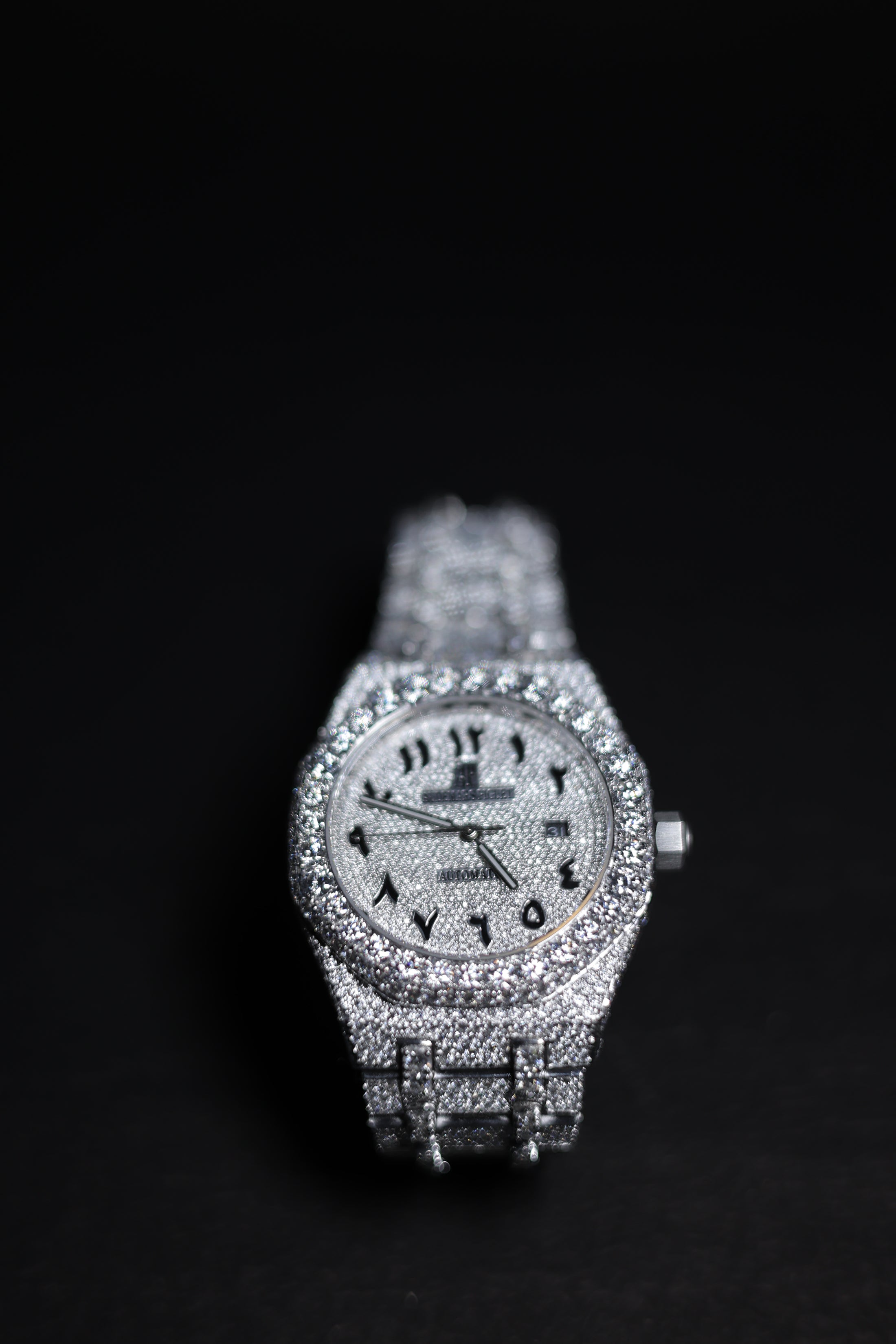 Mens white Gold Plated Moissanite Diamond Watch