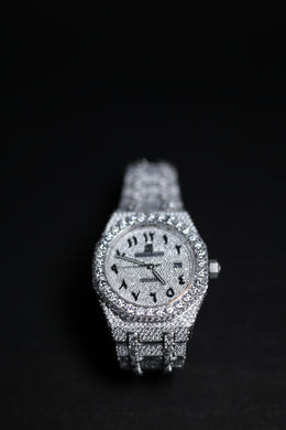 Mens white Gold Plated Moissanite Diamond Watch