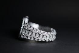 Mens white Gold Plated Moissanite Diamond Watch