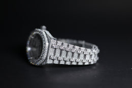 Mens white Gold Plated Moissanite Diamond Watch