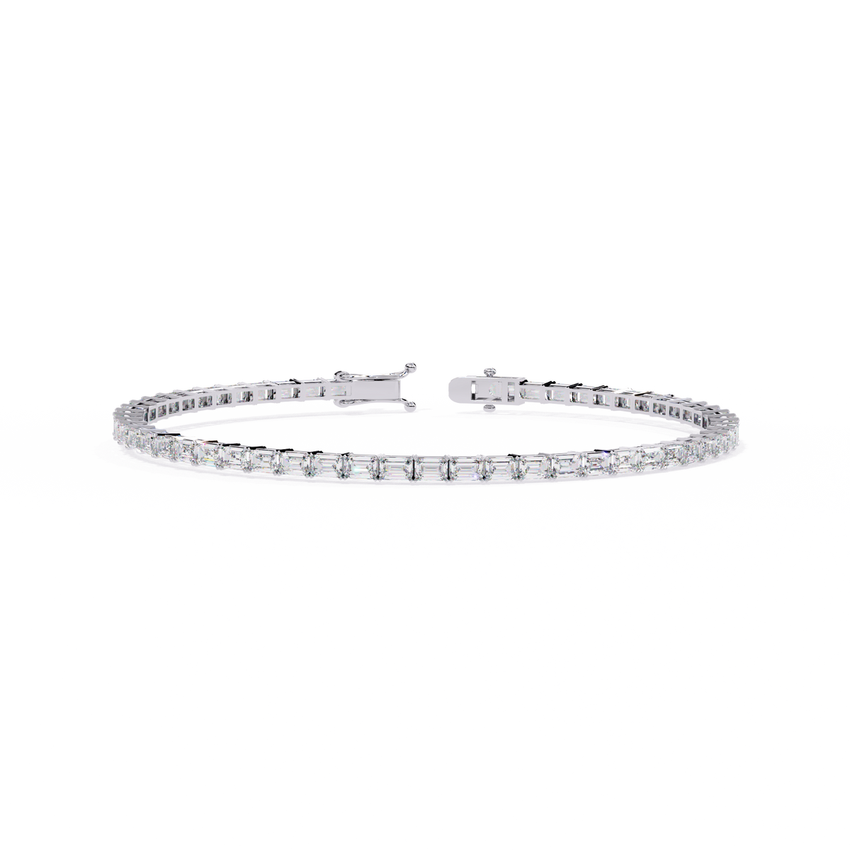 Emerald Cut Diamond Tennis Bracelet | Emerald Geometric Eternity Bracelet for Women