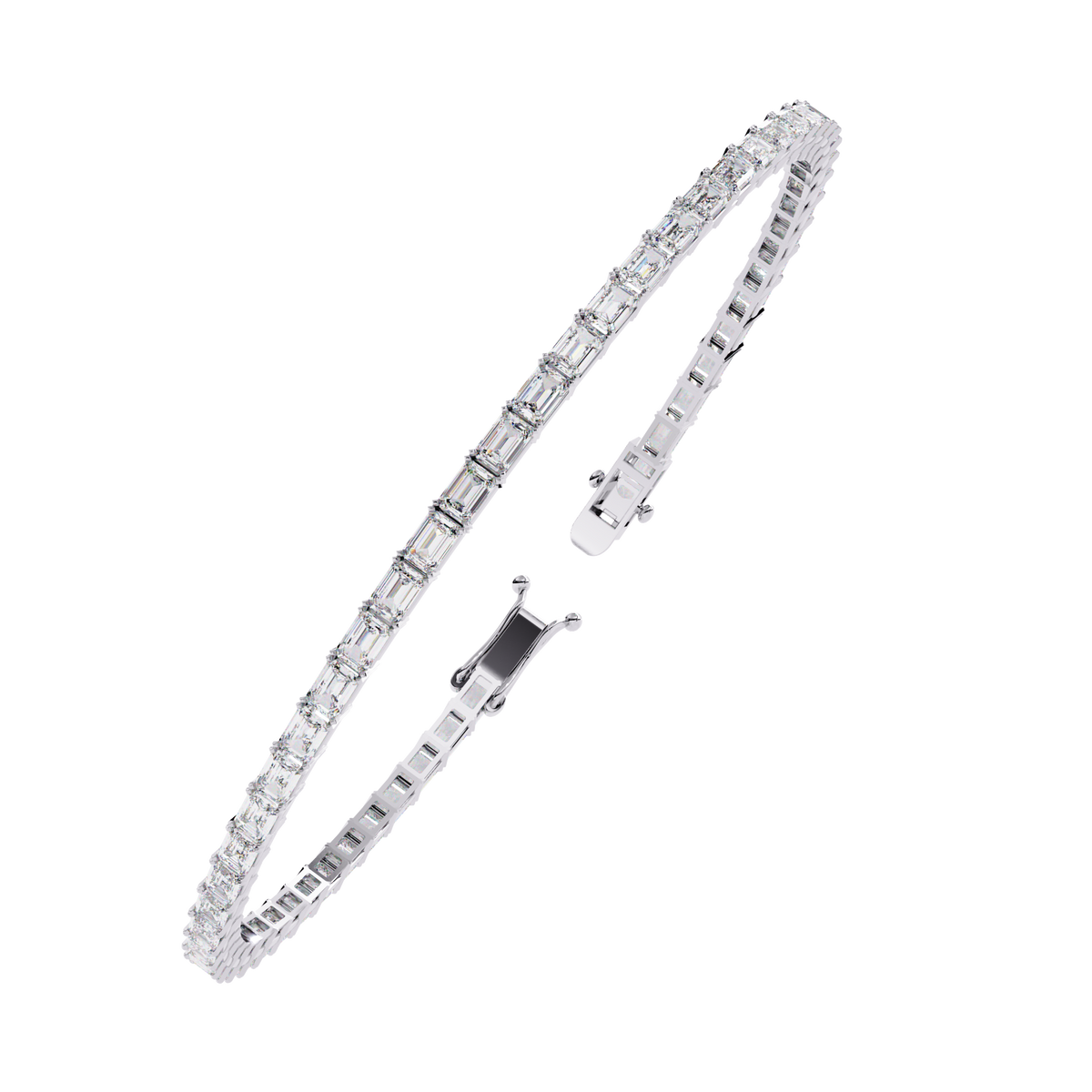 Emerald Cut Diamond Tennis Bracelet | Emerald Geometric Eternity Bracelet for Women