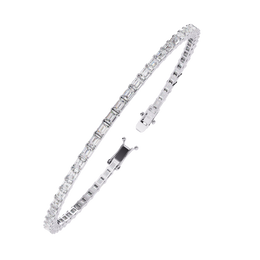 Emerald Cut Diamond Tennis Bracelet | Emerald Geometric Eternity Bracelet for Women