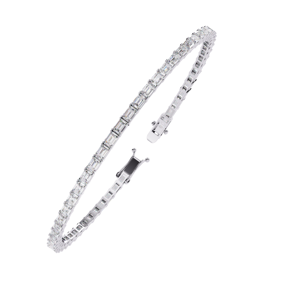 Emerald Cut Diamond Tennis Bracelet | Emerald Geometric Eternity Bracelet for Women