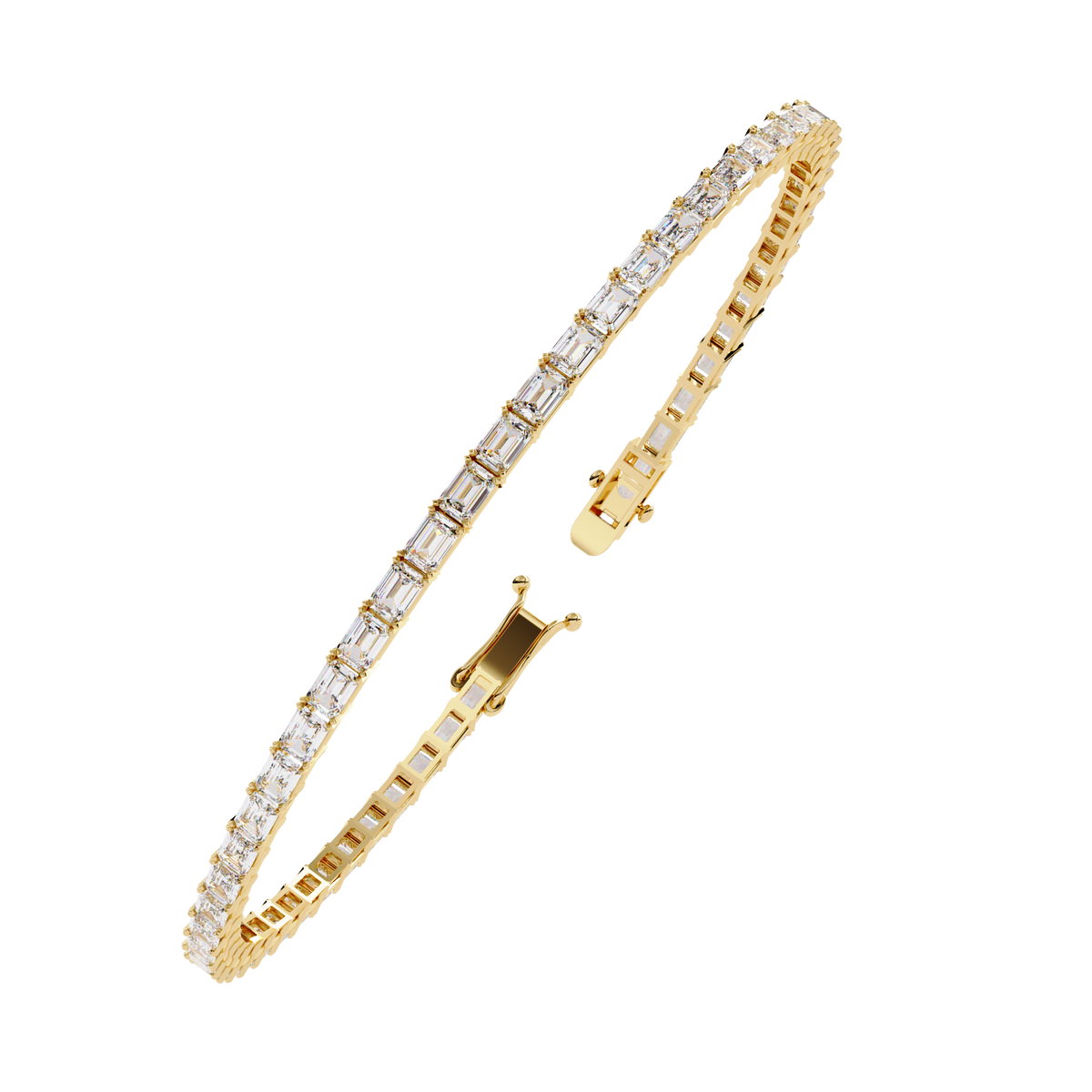 Emerald Cut Diamond Tennis Bracelet | Emerald Geometric Eternity Bracelet for Women