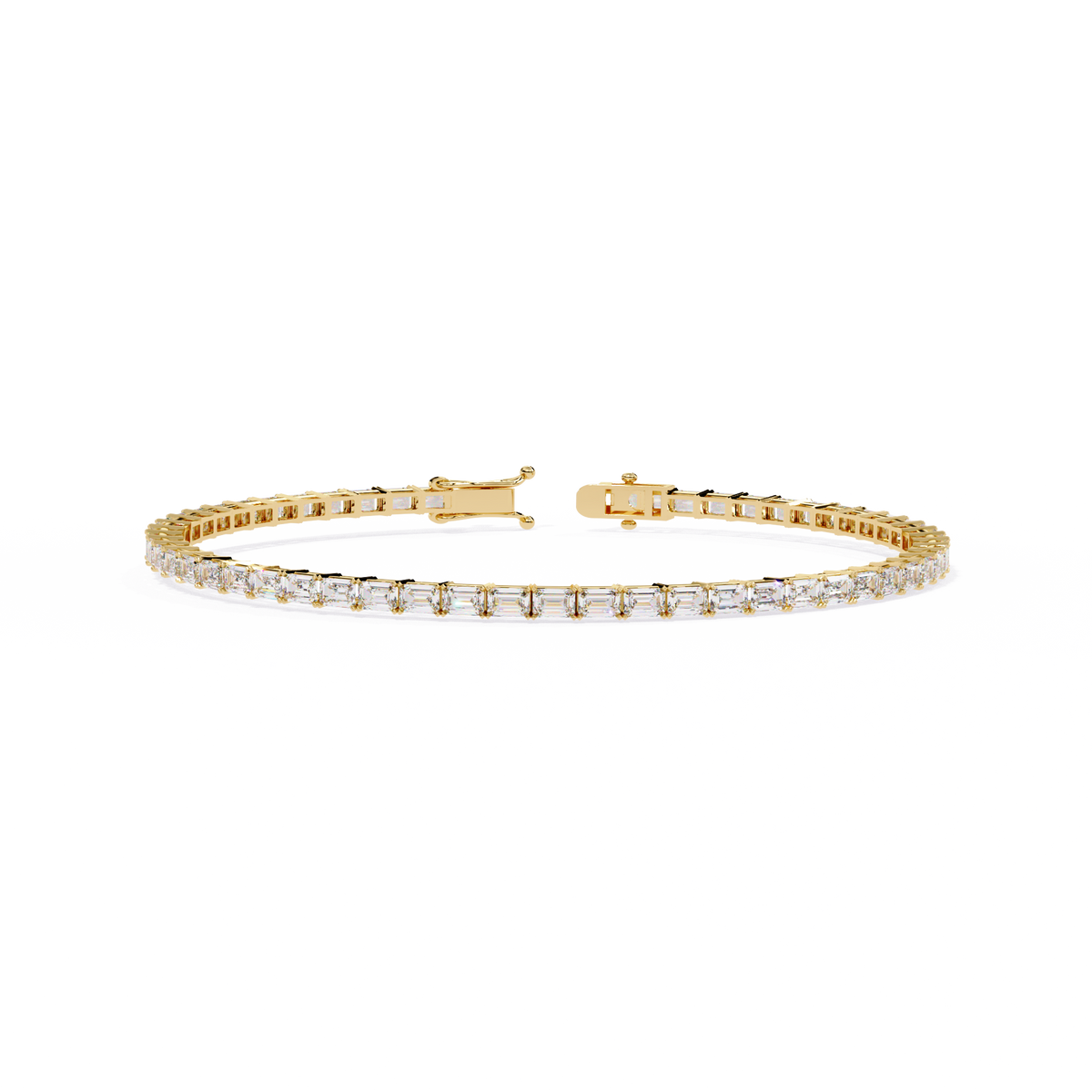 Emerald Cut Diamond Tennis Bracelet | Emerald Geometric Eternity Bracelet for Women