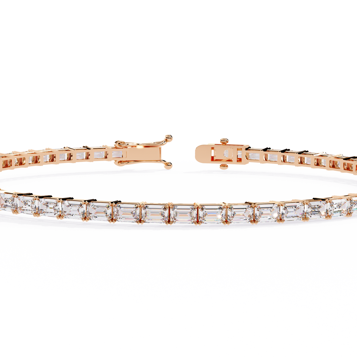 Emerald Cut Diamond Tennis Bracelet | Emerald Geometric Eternity Bracelet for Women
