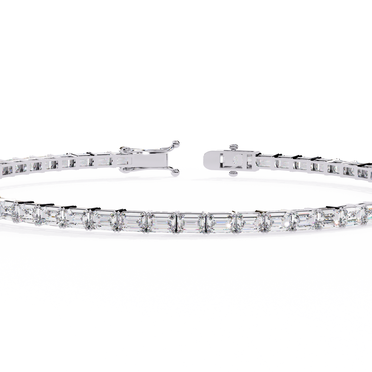 Emerald Cut Diamond Tennis Bracelet | Emerald Geometric Eternity Bracelet for Women