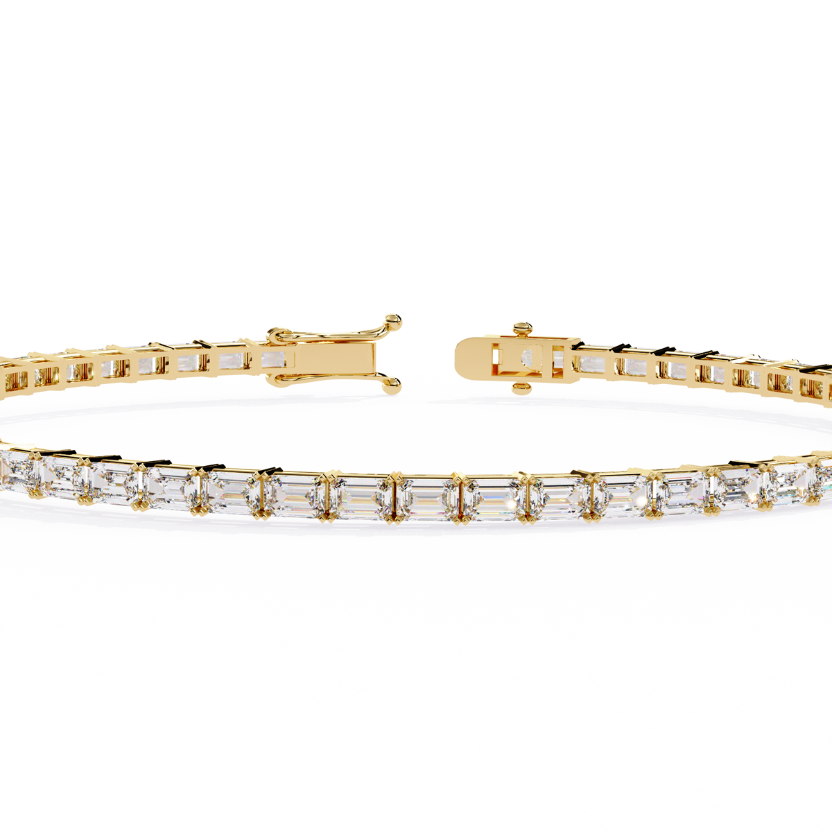 Emerald Cut Diamond Tennis Bracelet | Emerald Geometric Eternity Bracelet for Women