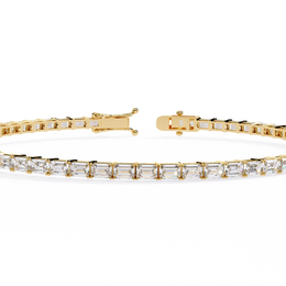 Emerald Cut Diamond Tennis Bracelet | Emerald Geometric Eternity Bracelet for Women