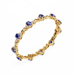 Blue Sapphire & Diamond Infinity Bracelet | Oval Cut Gemstone Twist Link Bracelet for Women