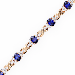 Blue Sapphire & Diamond Infinity Bracelet | Oval Cut Gemstone Twist Link Bracelet for Women
