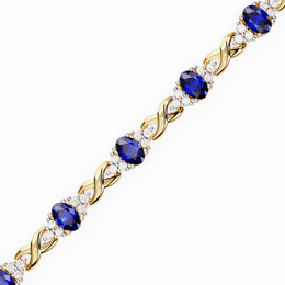 Blue Sapphire & Diamond Infinity Bracelet | Oval Cut Gemstone Twist Link Bracelet for Women