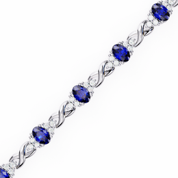 Blue Sapphire & Diamond Infinity Bracelet | Oval Cut Gemstone Twist Link Bracelet for Women