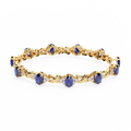 Blue Sapphire & Diamond Infinity Bracelet | Oval Cut Gemstone Twist Link Bracelet for Women