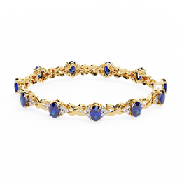 Blue Sapphire & Diamond Infinity Bracelet | Oval Cut Gemstone Twist Link Bracelet for Women