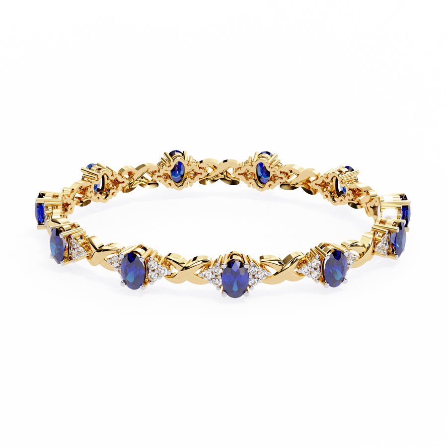 Blue Sapphire & Diamond Infinity Bracelet | Oval Cut Gemstone Twist Link Bracelet for Women