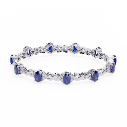 Blue Sapphire & Diamond Infinity Bracelet | Oval Cut Gemstone Twist Link Bracelet for Women