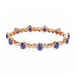 Blue Sapphire & Diamond Infinity Bracelet | Oval Cut Gemstone Twist Link Bracelet for Women