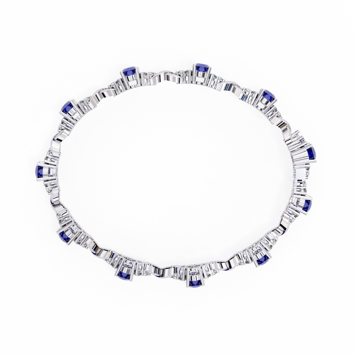 Blue Sapphire & Diamond Infinity Bracelet | Oval Cut Gemstone Twist Link Bracelet for Women