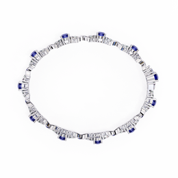 Blue Sapphire & Diamond Infinity Bracelet | Oval Cut Gemstone Twist Link Bracelet for Women
