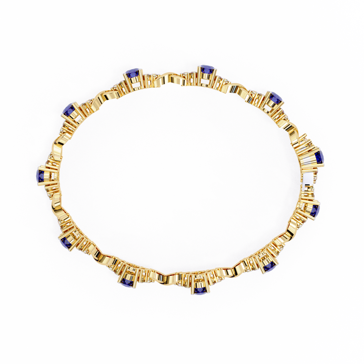 Blue Sapphire & Diamond Infinity Bracelet | Oval Cut Gemstone Twist Link Bracelet for Women