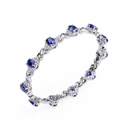 Blue Sapphire & Diamond Infinity Bracelet | Oval Cut Gemstone Twist Link Bracelet for Women