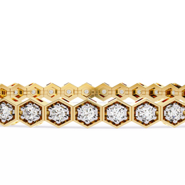 Hexagon Shaped Round Diamond Tennis Bracelet | Geometric Honeycomb Bracelet for Women