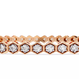 Hexagon Shaped Round Diamond Tennis Bracelet | Geometric Honeycomb Bracelet for Women
