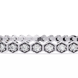 Hexagon Shaped Round Diamond Tennis Bracelet | Geometric Honeycomb Bracelet for Women