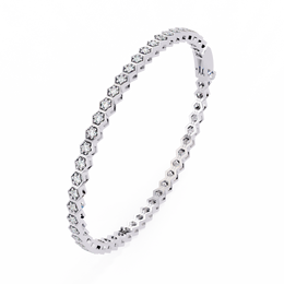 Hexagon Shaped Round Diamond Tennis Bracelet | Geometric Honeycomb Bracelet for Women