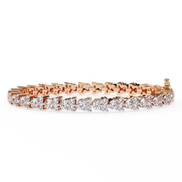 Yellow Gold Diamond Cluster Tennis Bracelet | Sparkling Multi-Stone Eternity Bracelet for Women