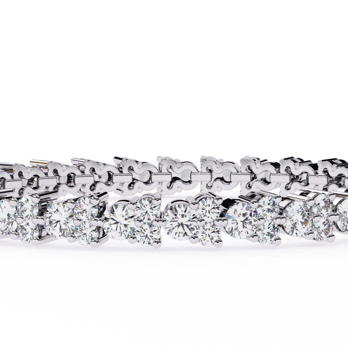 Yellow Gold Diamond Cluster Tennis Bracelet | Sparkling Multi-Stone Eternity Bracelet for Women