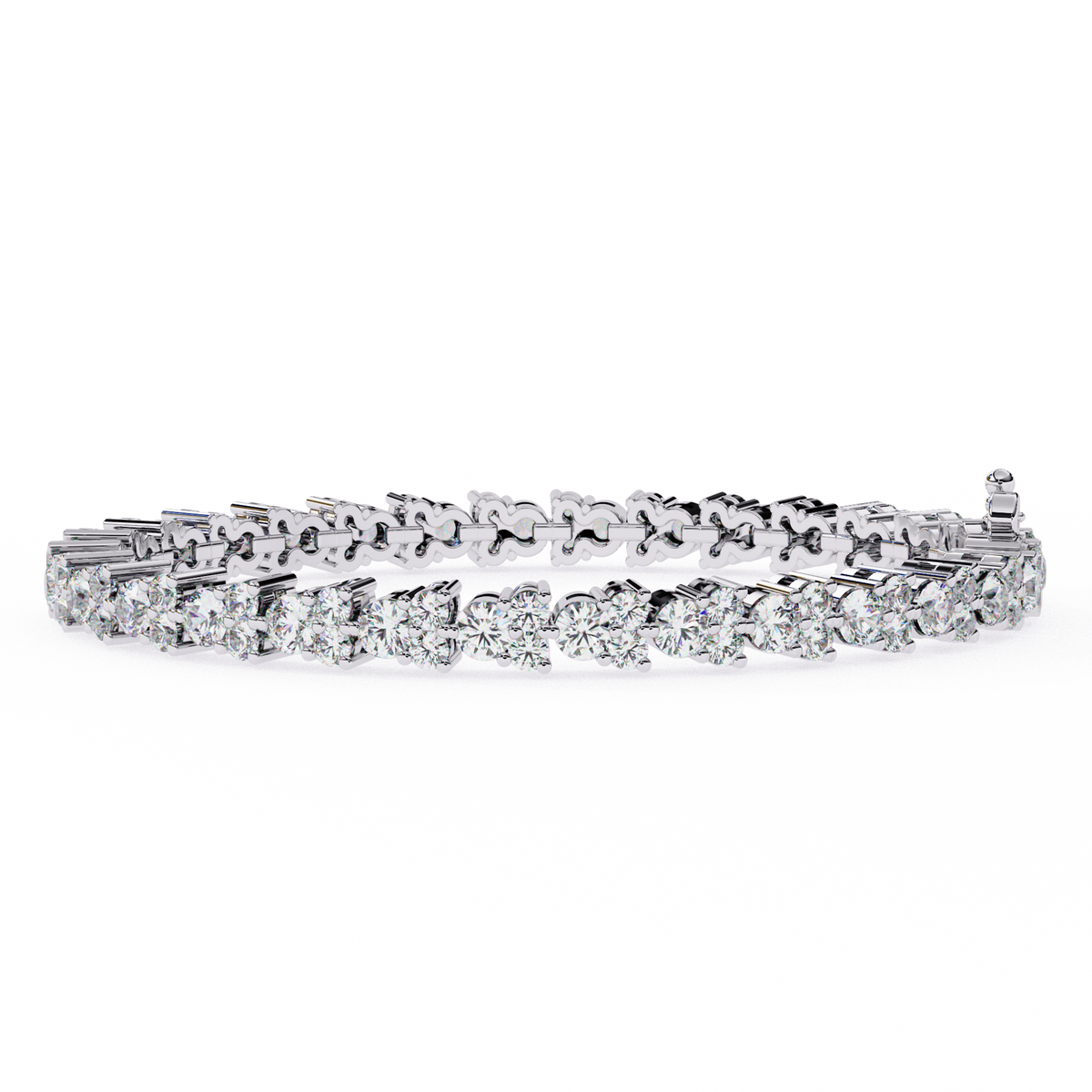 Yellow Gold Diamond Cluster Tennis Bracelet | Sparkling Multi-Stone Eternity Bracelet for Women