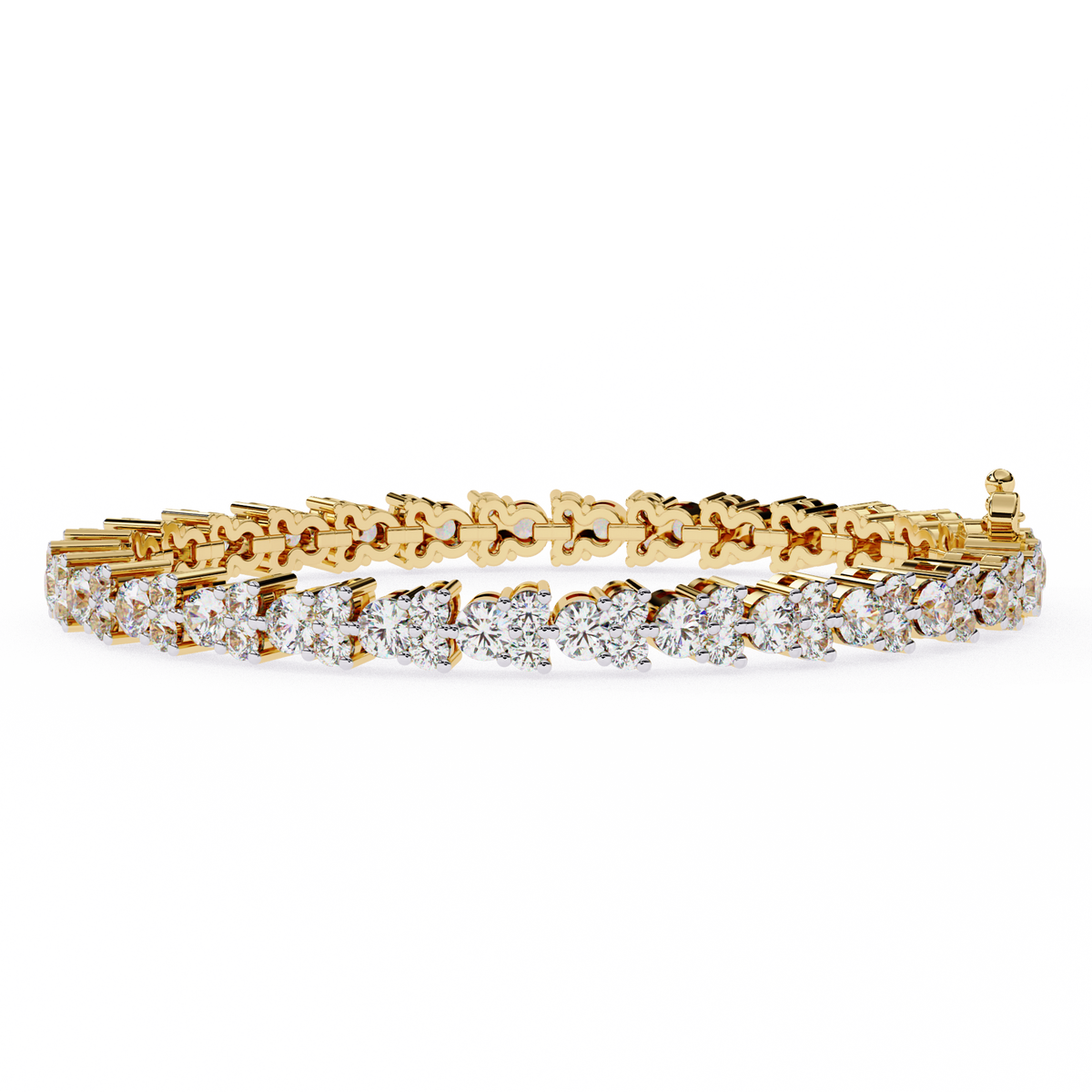 Yellow Gold Diamond Cluster Tennis Bracelet | Sparkling Multi-Stone Eternity Bracelet for Women