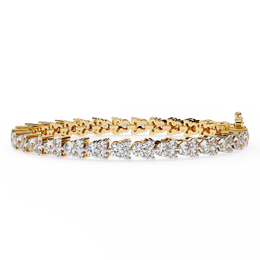 Yellow Gold Diamond Cluster Tennis Bracelet | Sparkling Multi-Stone Eternity Bracelet for Women