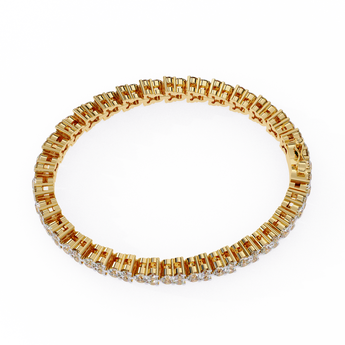 Yellow Gold Diamond Cluster Tennis Bracelet | Sparkling Multi-Stone Eternity Bracelet for Women