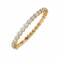Yellow Gold Diamond Cluster Tennis Bracelet | Sparkling Multi-Stone Eternity Bracelet for Women