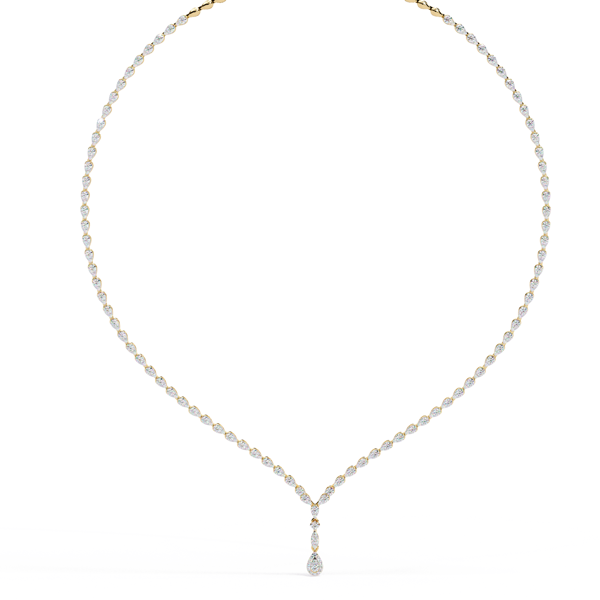 Round Diamond Pear Shape Cluster Pendant Necklace, 18K White Gold Teardrop Halo Jewelry