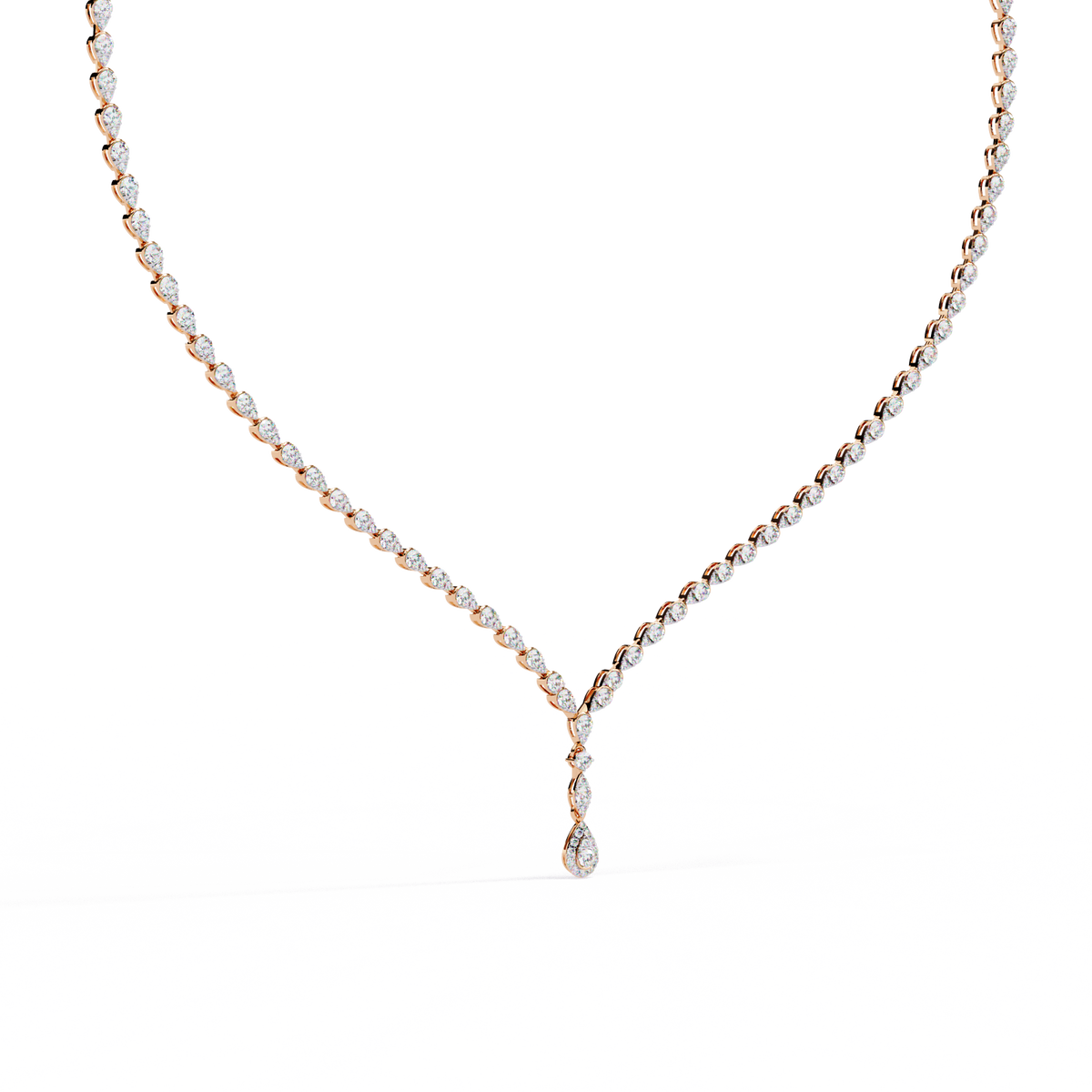 Round Diamond Pear Shape Cluster Pendant Necklace, 18K White Gold Teardrop Halo Jewelry