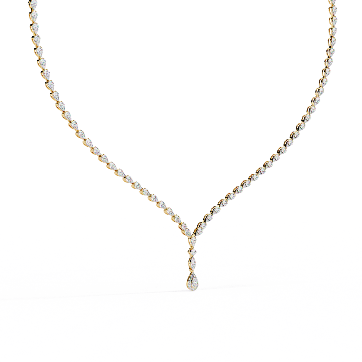 Round Diamond Pear Shape Cluster Pendant Necklace, 18K White Gold Teardrop Halo Jewelry