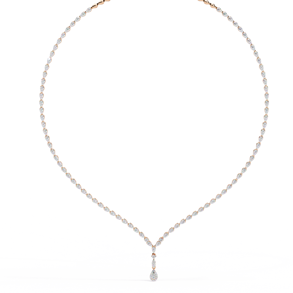 Round Diamond Pear Shape Cluster Pendant Necklace, 18K White Gold Teardrop Halo Jewelry