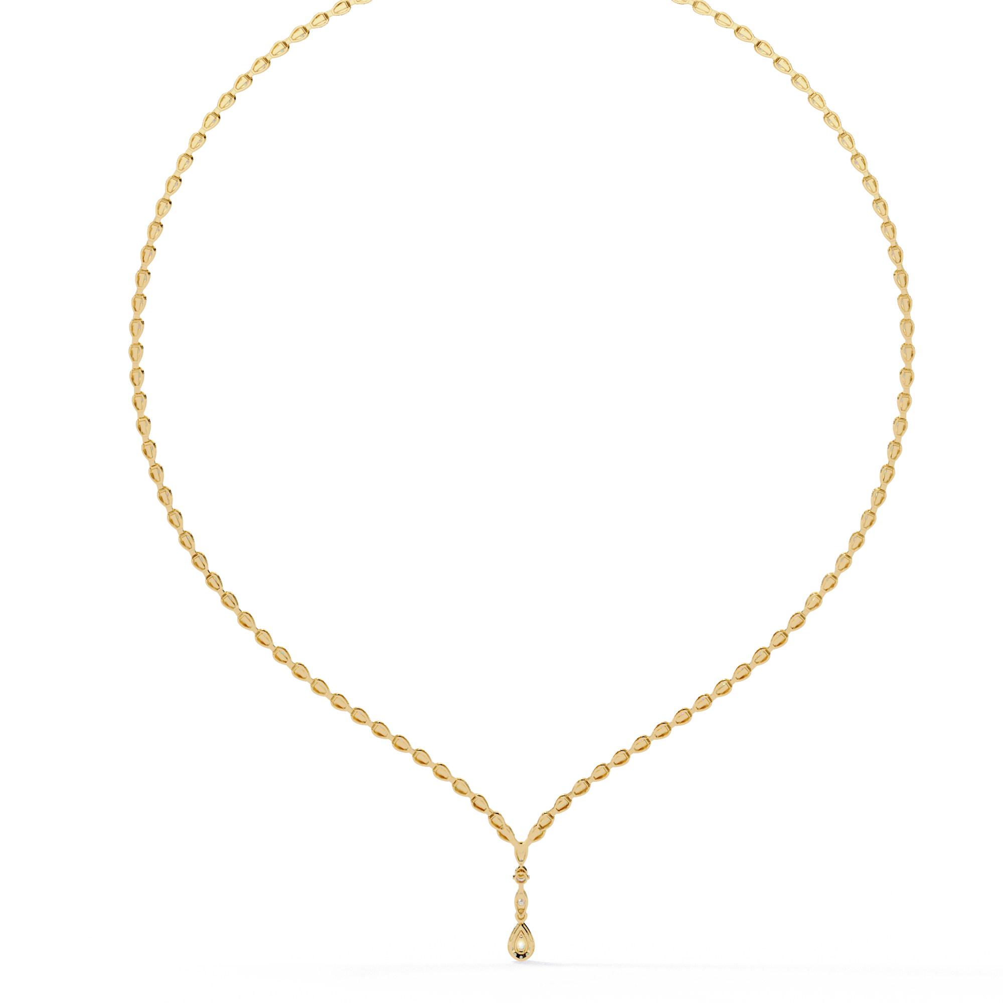 Round Diamond Pear Shape Cluster Pendant Necklace, 18K White Gold Teardrop Halo Jewelry