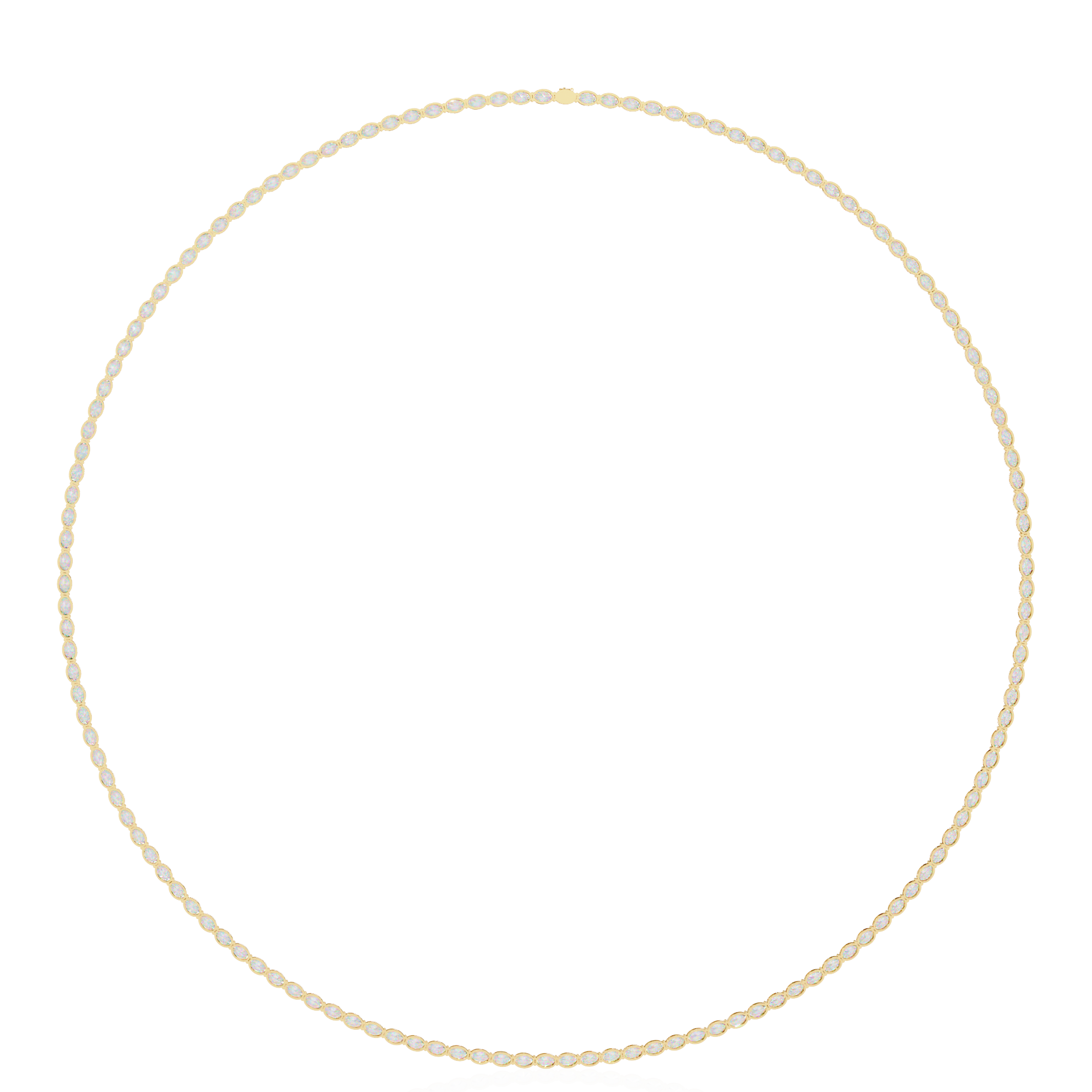 Horizontal Oval Cut Diamond Tennis Necklace, 18K Gold East-West Riviera Choker, Luxury Statement Bridal Jewelry