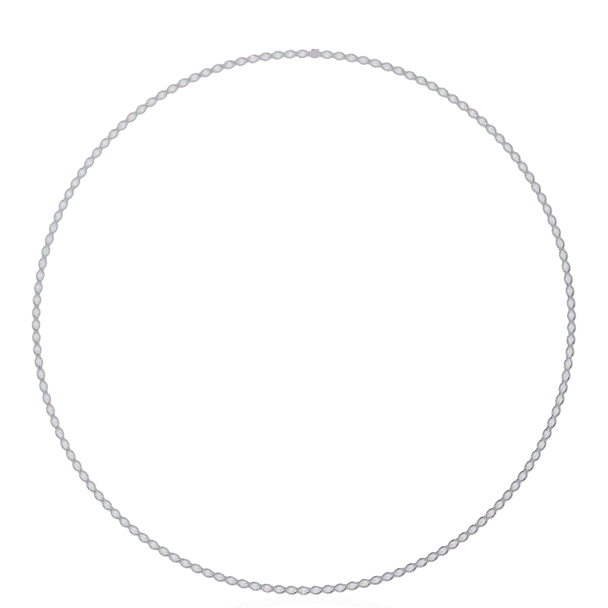Horizontal Oval Cut Diamond Tennis Necklace, 18K Gold East-West Riviera Choker, Luxury Statement Bridal Jewelry